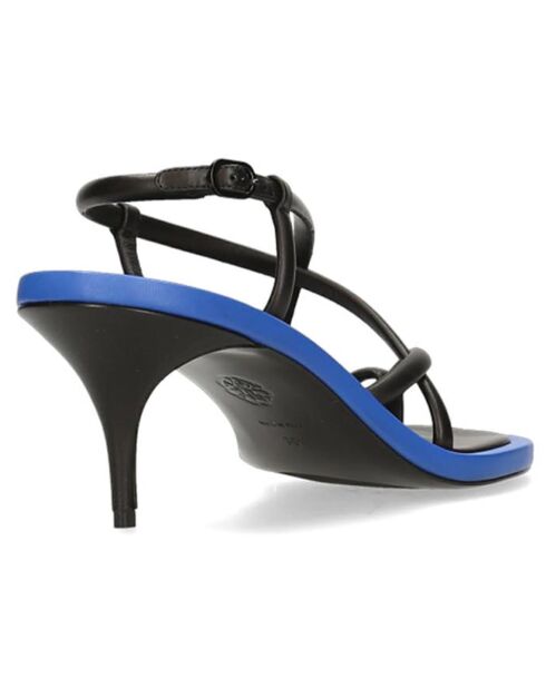 Sandales en Cuir noir/bleu marine - Talon 9 cm